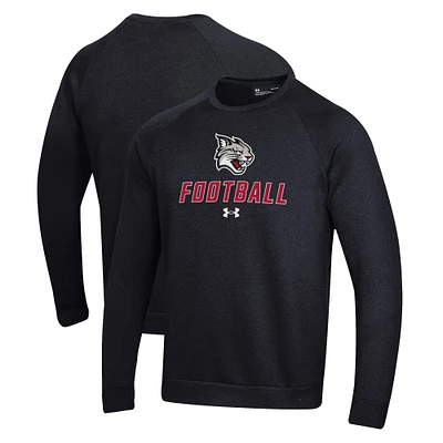 Men's Under Armour Black Davidson Wildcats Football Rival Fleece Raglan Pullover Sweatshirt
