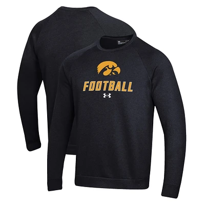 Men's Under Armour Black Iowa Hawkeyes Football Rival Fleece Raglan Pullover Sweatshirt