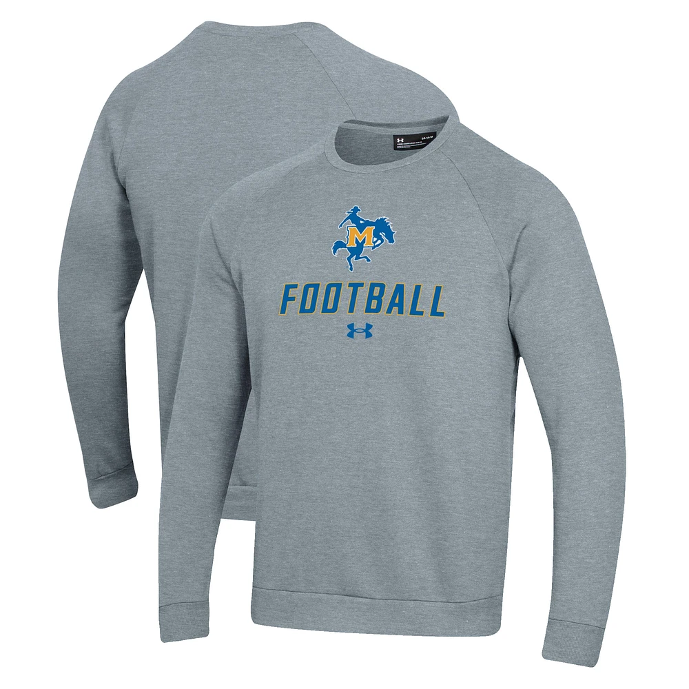Men's Under Armour Grey McNeese State Cowboys Football Rival Fleece Raglan Pullover Sweatshirt