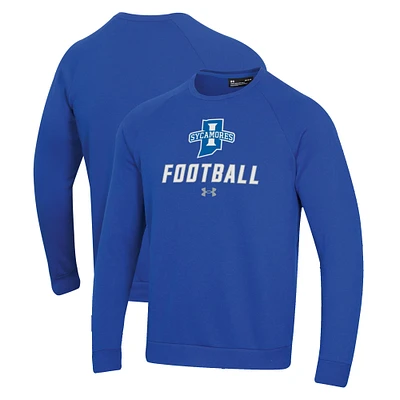 Men's Under Armour Royal Indiana State Sycamores Football Rival Fleece Raglan Pullover Sweatshirt