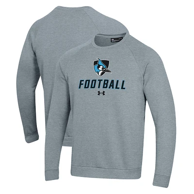 Men's Under Armour Grey Johns Hopkins Blue Jays Football Rival Fleece Raglan Pullover Sweatshirt