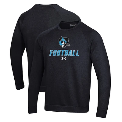 Men's Under Armour Black Johns Hopkins Blue Jays Football Rival Fleece Raglan Pullover Sweatshirt