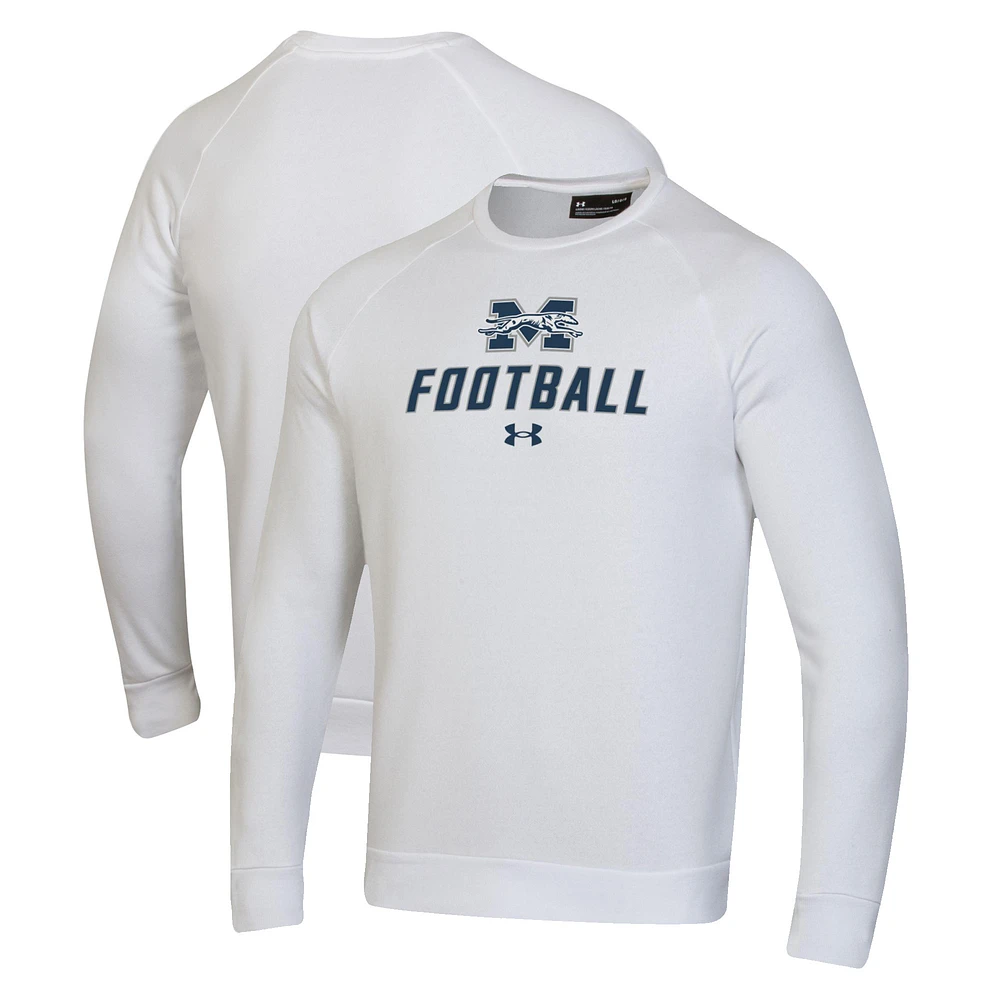 Men's Under Armour White Moravian Greyhounds Football Rival Fleece Raglan Pullover Sweatshirt