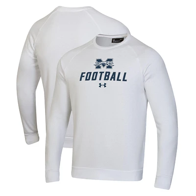 Men's Under Armour White Moravian Greyhounds Football Rival Fleece Raglan Pullover Sweatshirt