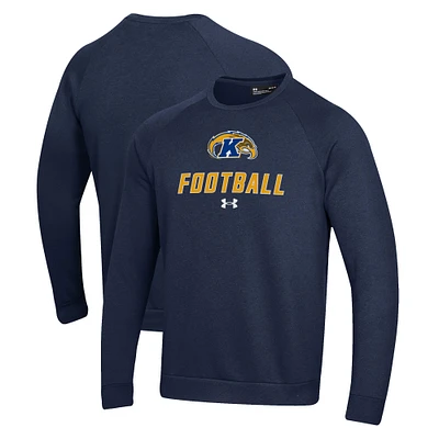 Men's Under Armour Navy Kent State Golden Flashes Football Rival Fleece Raglan Pullover Sweatshirt