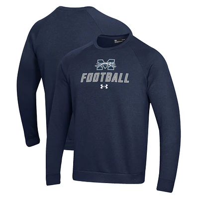 Men's Under Armour Navy Moravian Greyhounds Football Rival Fleece Raglan Pullover Sweatshirt