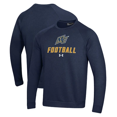Men's Under Armour Navy Merrimack College Warriors Football Rival Fleece Raglan Pullover Sweatshirt