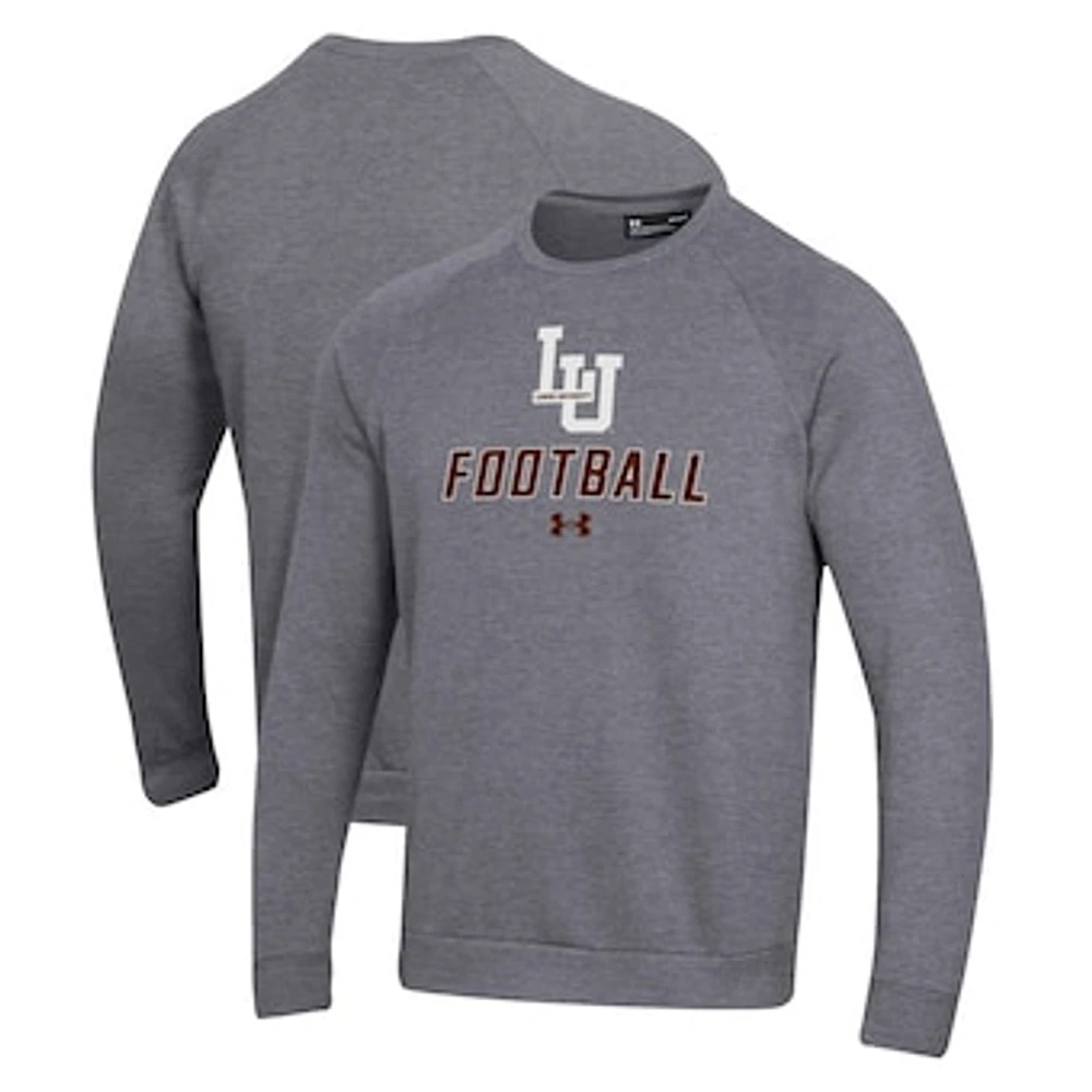 Men's Under Armour Charcoal Lehigh Mountain Hawks Football Rival Fleece Raglan Pullover Sweatshirt