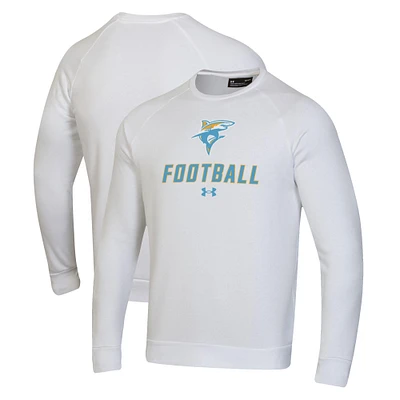 Men's Under Armour White LIU Sharks Football Rival Fleece Raglan Pullover Sweatshirt