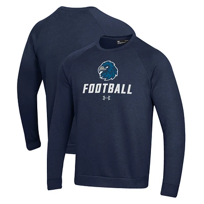 Men's Under Armour Navy Monmouth Hawks Football Rival Fleece Raglan Pullover Sweatshirt