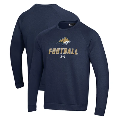 Men's Under Armour Navy Montana State Bobcats Football Rival Fleece Raglan Pullover Sweatshirt