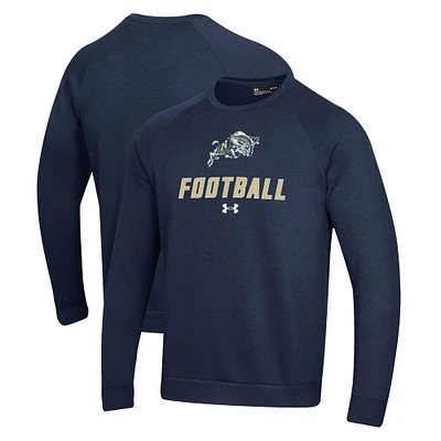 Men's Under Armour Navy Navy Midshipmen Football Rival Fleece Raglan Pullover Sweatshirt