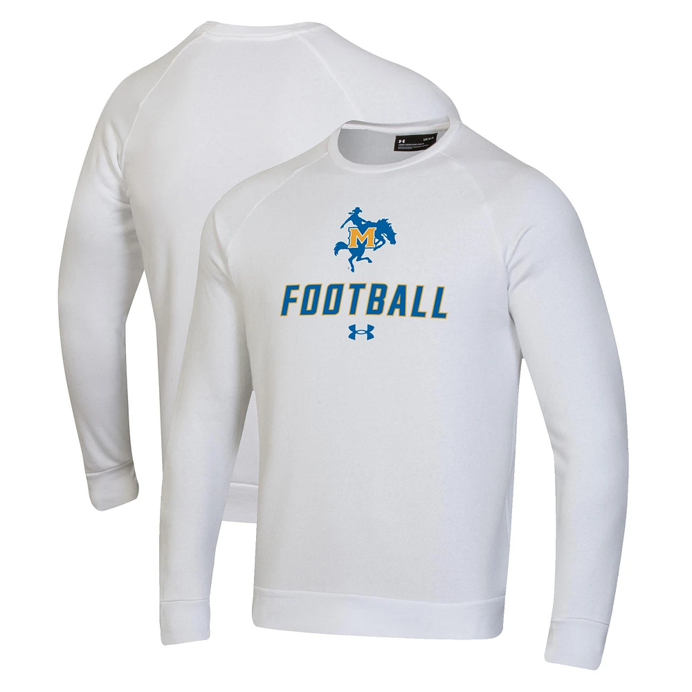 Men's Under Armour White McNeese State Cowboys Football Rival Fleece Raglan Pullover Sweatshirt