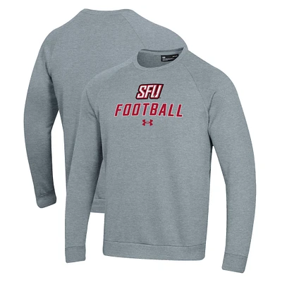 Men's Under Armour Grey Saint Francis Red Flash Football Rival Fleece Raglan Pullover Sweatshirt