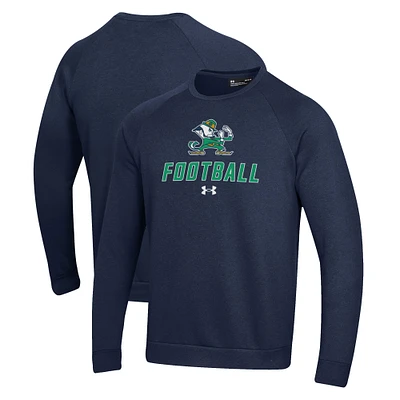 Men's Under Armour Navy Notre Dame Fighting Irish Football Rival Fleece Raglan Pullover Sweatshirt