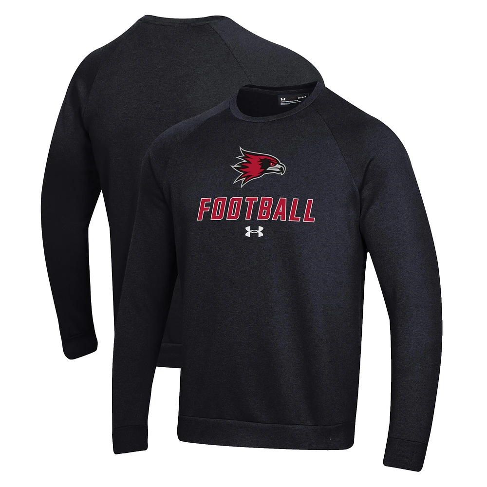 Men's Under Armour Black SEMO Redhawks Football Rival Fleece Raglan Pullover Sweatshirt