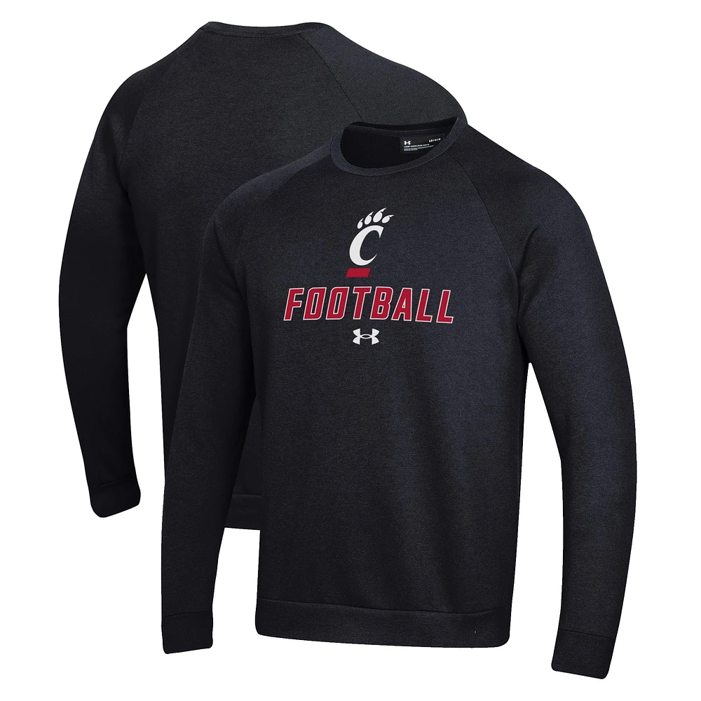 Men's Under Armour Black Cincinnati Bearcats Football Rival Fleece Raglan Pullover Sweatshirt