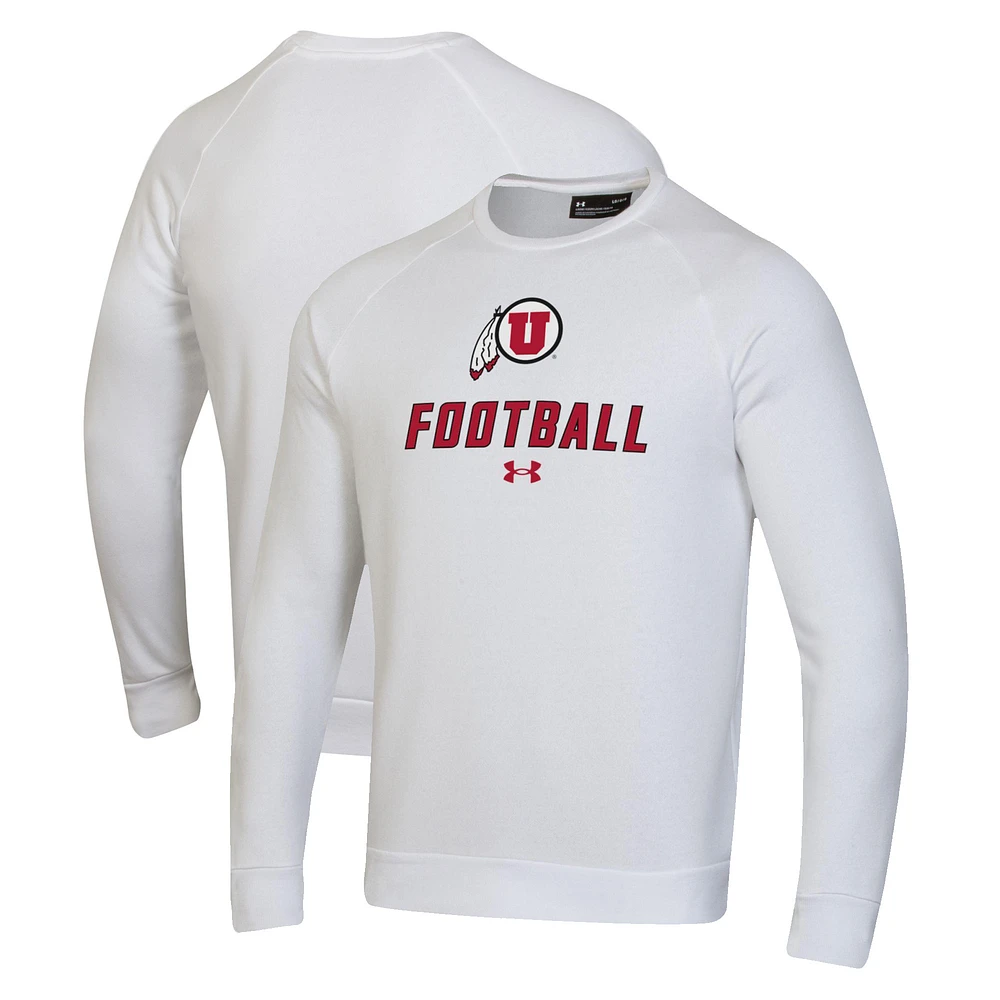 Men's Under Armour White Utah Utes Football Rival Fleece Raglan Pullover Sweatshirt