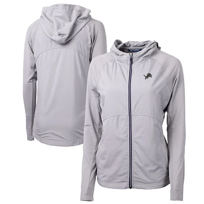 Women's Cutter & Buck Gray Detroit Lions Adapt Eco Knit Hybrid Recycled Full-Zip Jacket