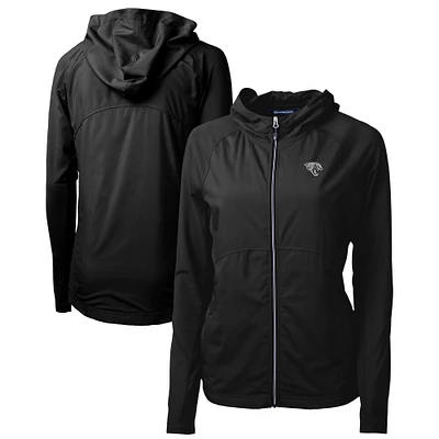 Women's Cutter & Buck Black Jacksonville Jaguars Adapt Eco Knit Hybrid Recycled Full-Zip Jacket