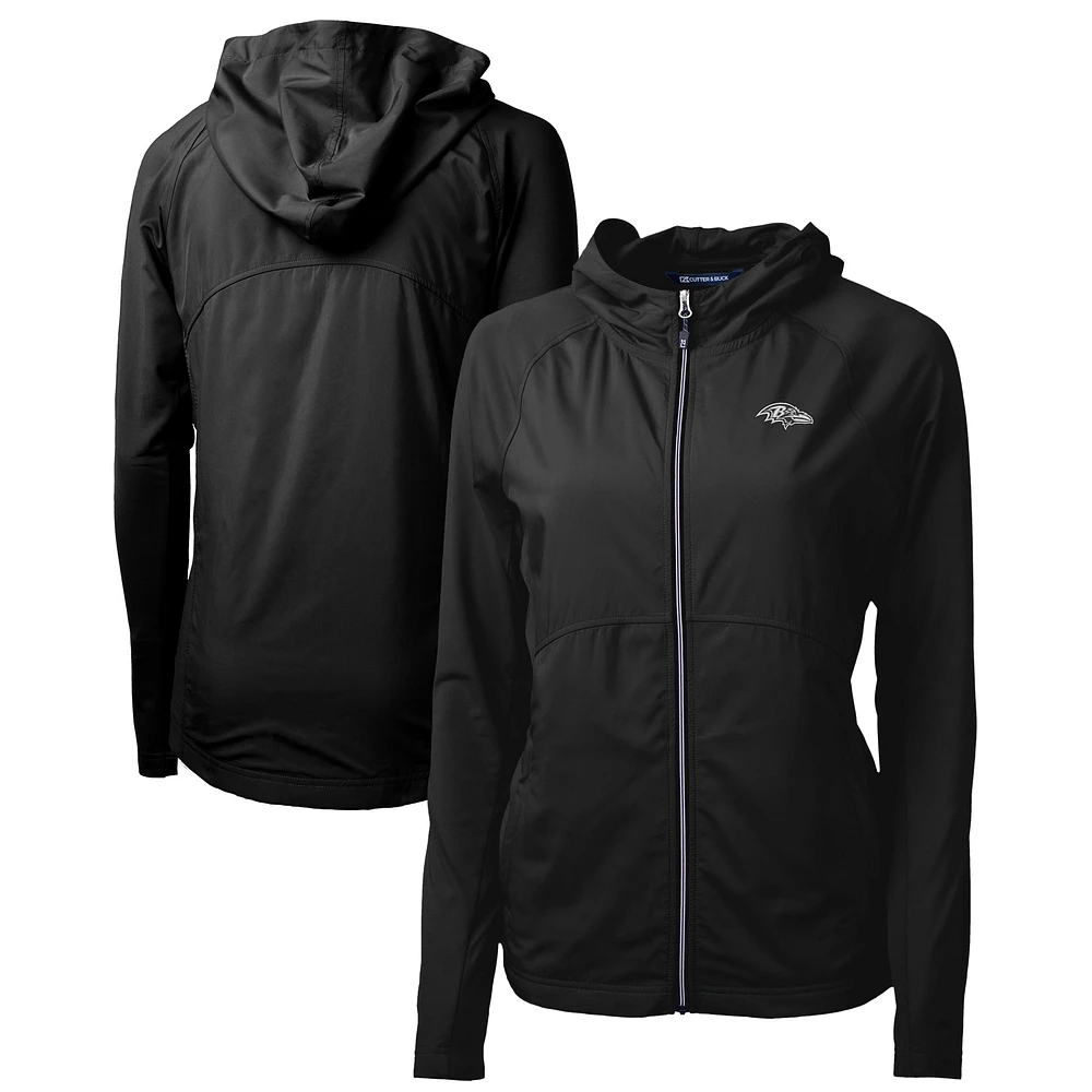 Women's Cutter & Buck Black Baltimore Ravens Adapt Eco Knit Hybrid Recycled Full-Zip Jacket