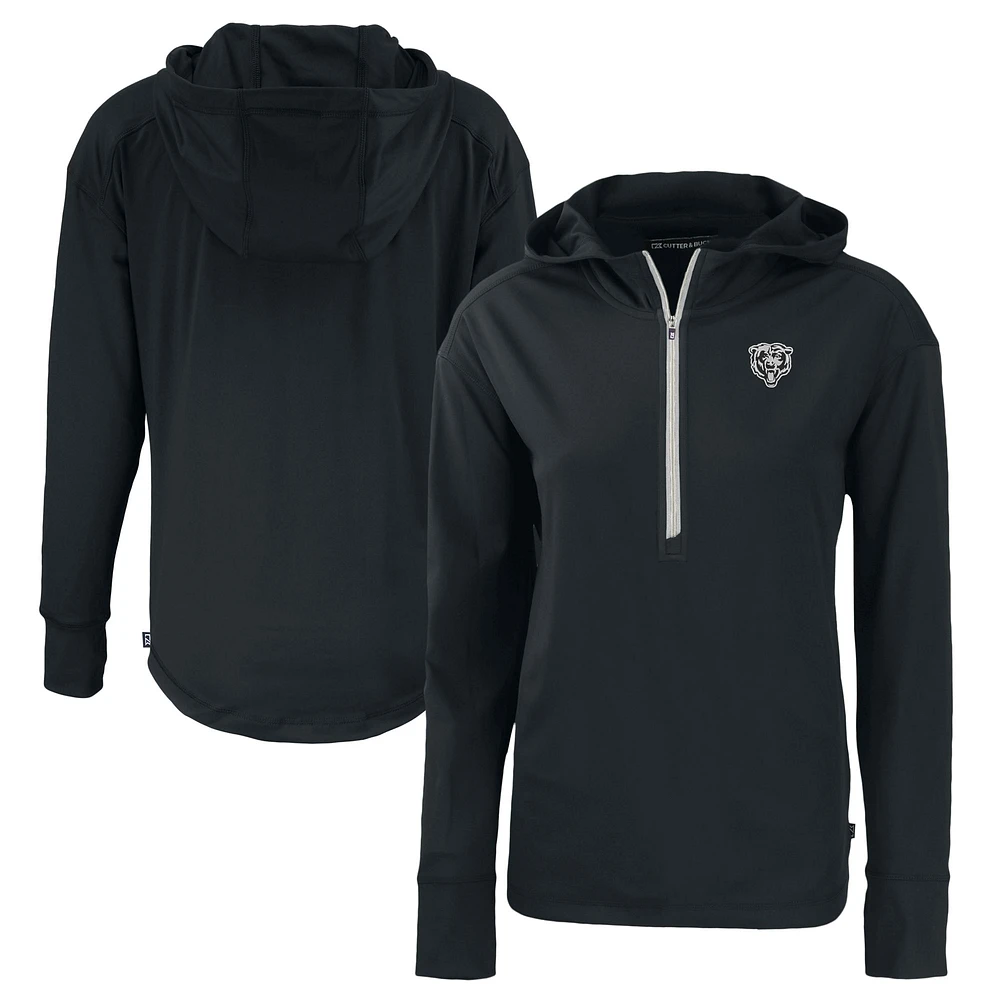 Women's Cutter & Buck Black Chicago Bears Daybreak Eco Recycled Half-Zip Hoodie