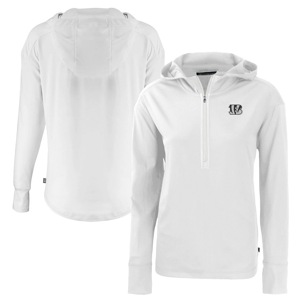 Women's Cutter & Buck White Cincinnati Bengals Daybreak Eco Recycled Half-Zip Hoodie