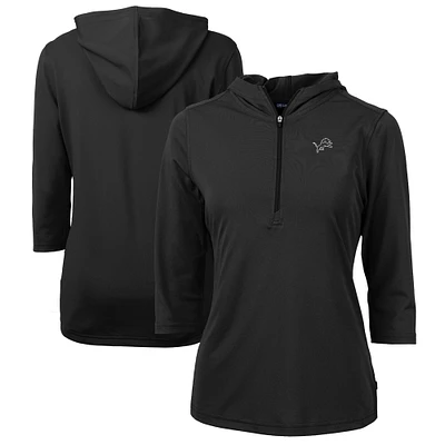 Women's Cutter & Buck Detroit Lions Virtue Eco Pique Recycled Dry Tec 3/4-Sleeve Half-Zip Hoodie