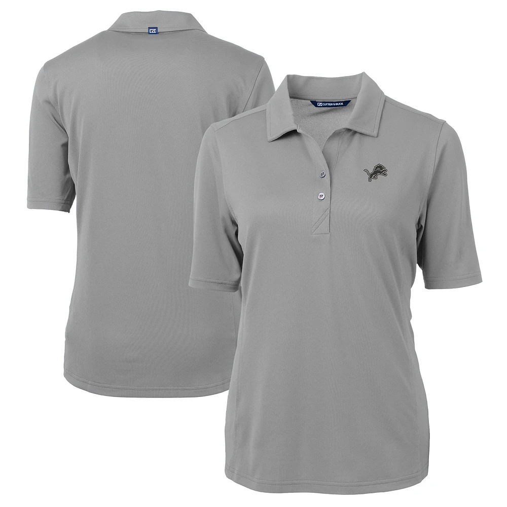 Women's Cutter & Buck Gray Detroit Lions DryTec Virtue Eco Pique Recycled Polo