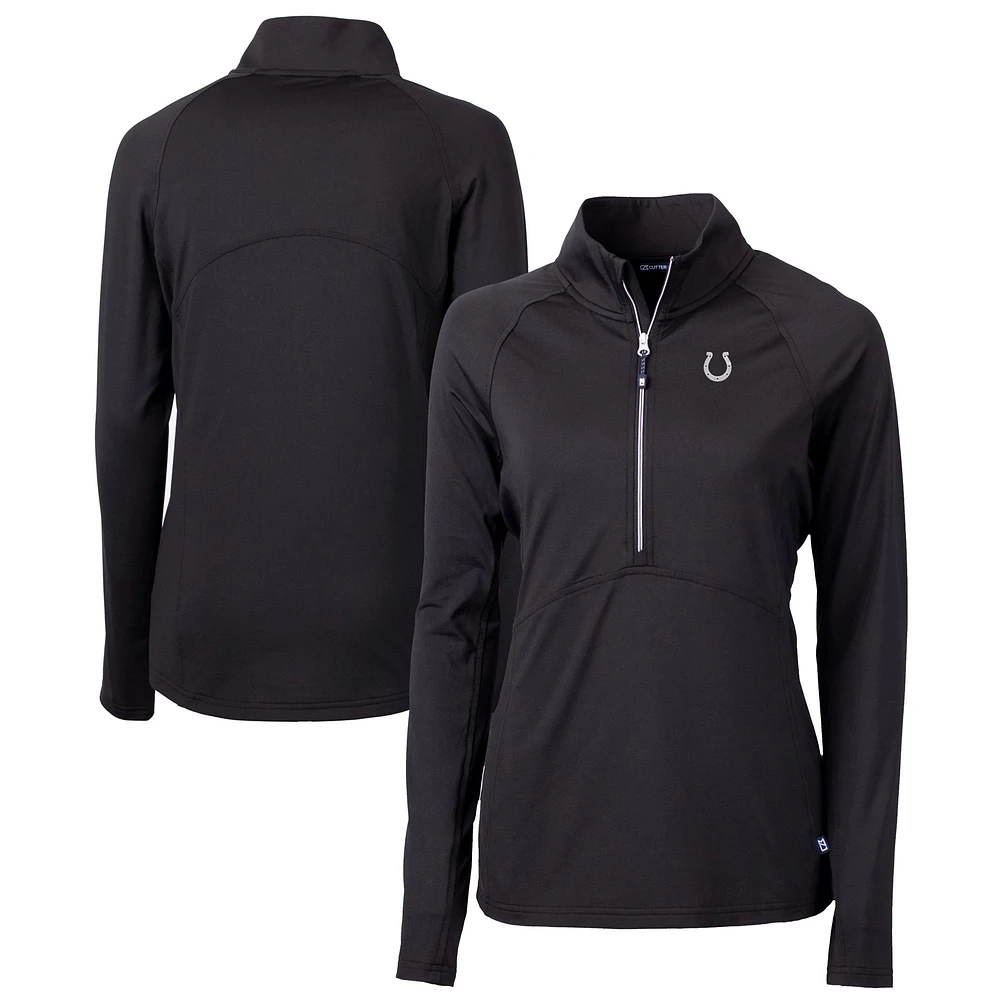 Women's Cutter & Buck Black Indianapolis Colts Adapt Eco Knit Stretch Recycled Half-Zip Pullover Top