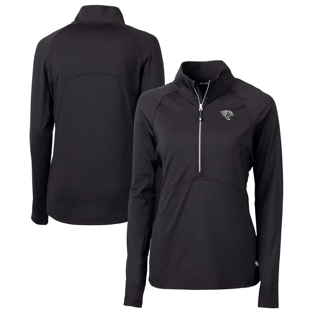 Women's Cutter & Buck Black Jacksonville Jaguars Adapt Eco Knit Stretch Recycled Half-Zip Pullover Top