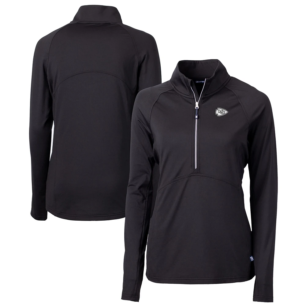 Women's Cutter & Buck Black Kansas City Chiefs Adapt Eco Knit Stretch Recycled Half-Zip Pullover Top
