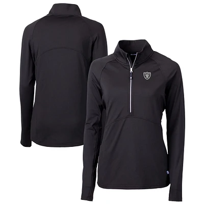 Women's Cutter & Buck Black Las Vegas Raiders Adapt Eco Knit Stretch Recycled Half-Zip Pullover Top