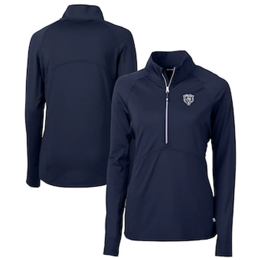Women's Cutter & Buck Navy Chicago Bears Adapt Eco Knit Stretch Recycled Half-Zip Pullover Top