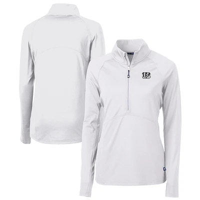 Women's Cutter & Buck White Cincinnati Bengals Adapt Eco Knit Stretch Recycled Half-Zip Pullover Top