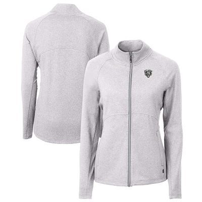Women's Cutter & Buck Heather Gray Chicago Bears Adapt Eco Knit Heather Recycled Full-Zip Jacket