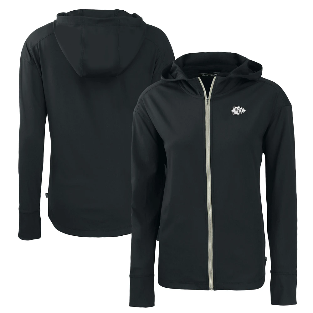 Women's Cutter & Buck Black Kansas City Chiefs Daybreak Eco Recycled Full-Zip Hoodie