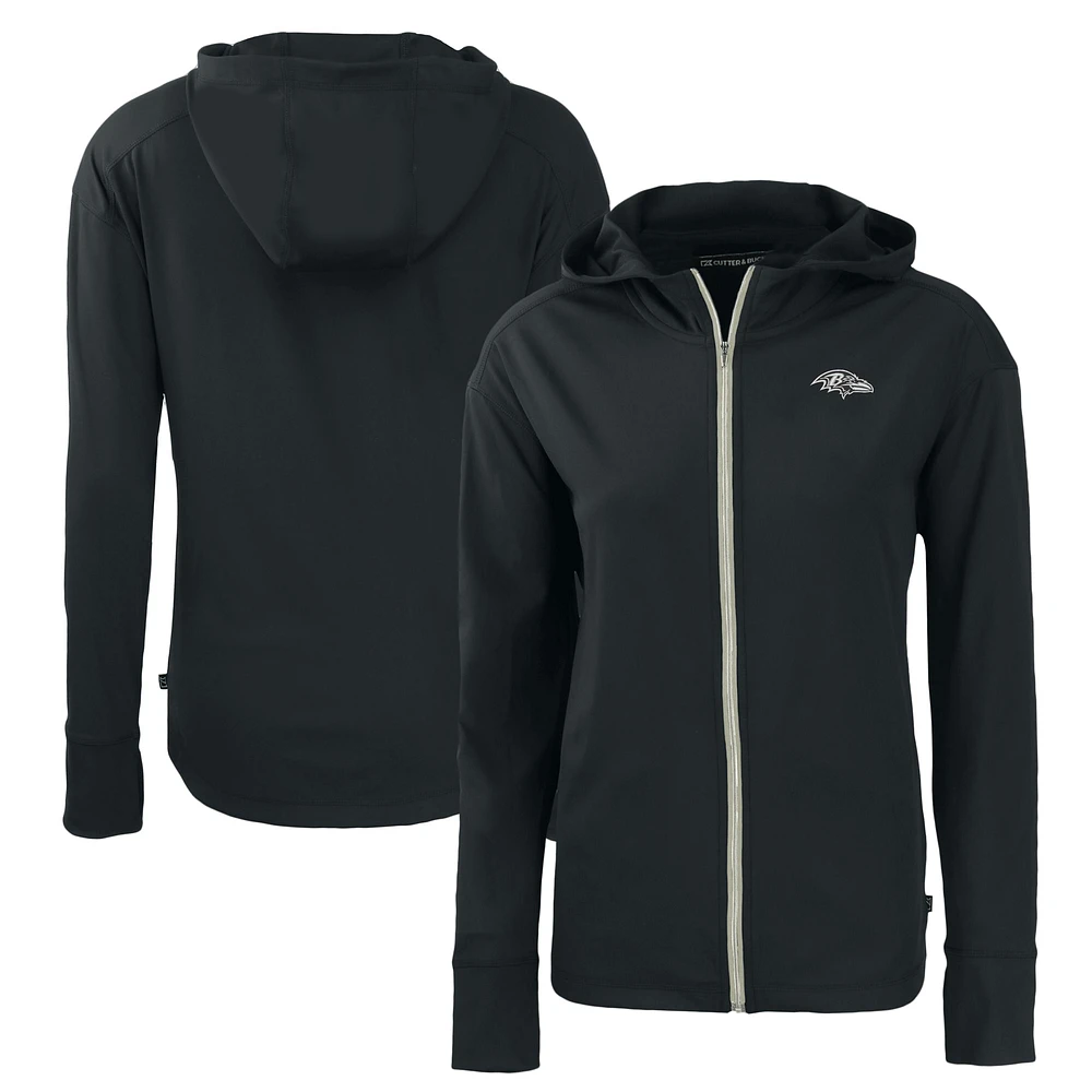 Women's Cutter & Buck Black Baltimore Ravens Daybreak Eco Recycled Full-Zip Hoodie