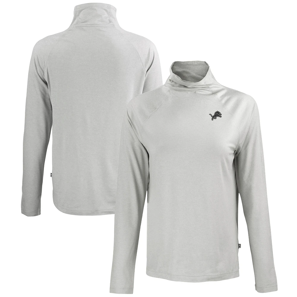 Women's Cutter & Buck Gray Detroit Lions Coastline Epic Comfort Eco Recycled Funnel Neck Pullover Sweatshirt
