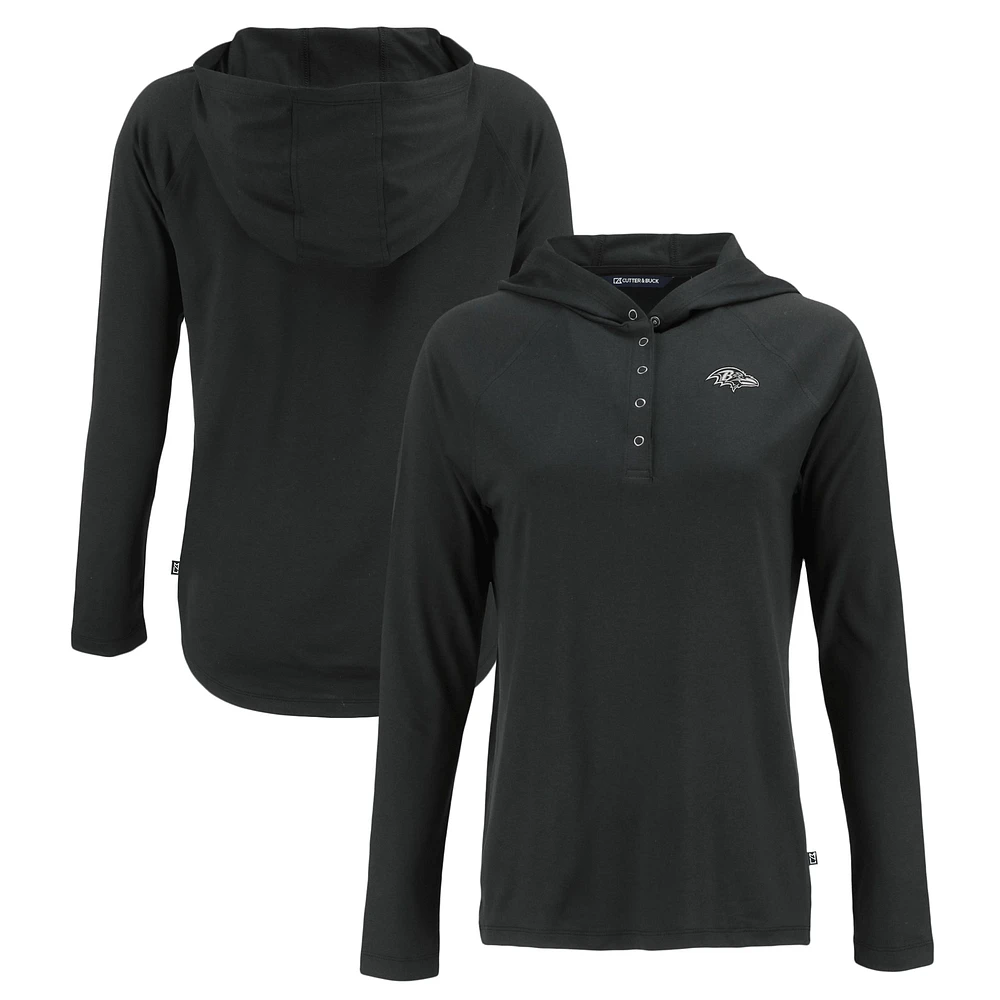 Women's Cutter & Buck Baltimore Ravens Coastline Epic Comfort Eco Recycled Long Sleeve Hoodie T-Shirt