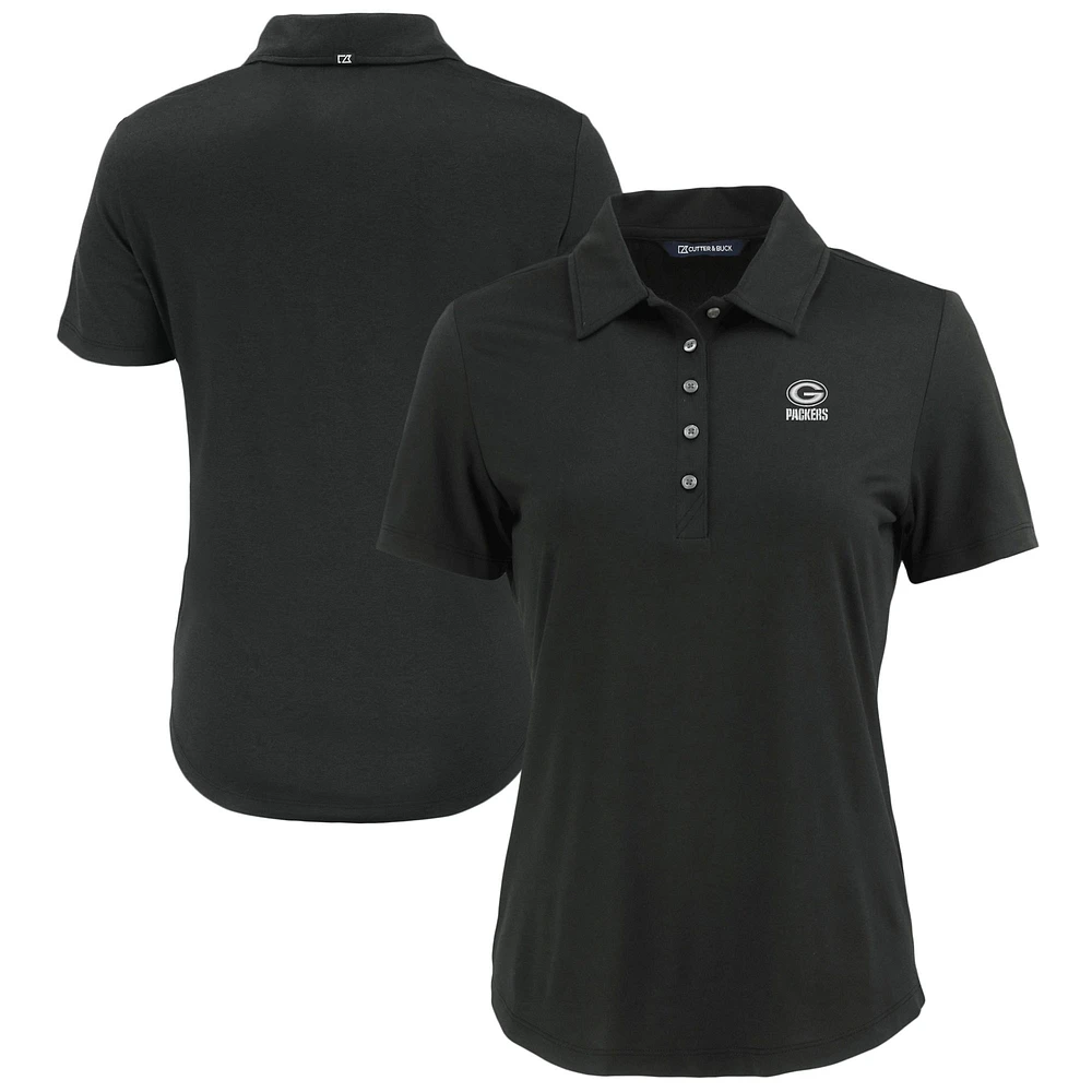 Women's Cutter & Buck Black Green Bay Packers Coastline Epic Comfort Eco Recycled Polo