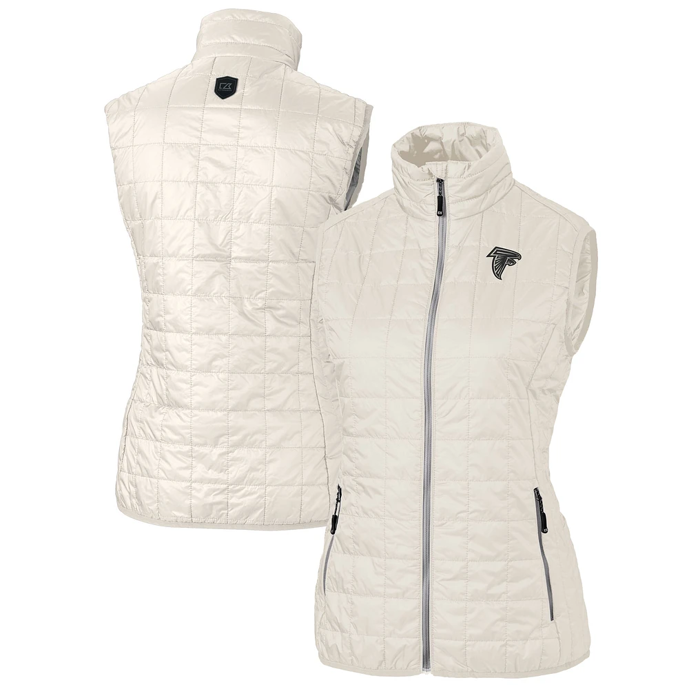 Women's Cutter & Buck Cream Atlanta Falcons Rainier PrimaLoft Eco Insulated Full-Zip Puffer Vest
