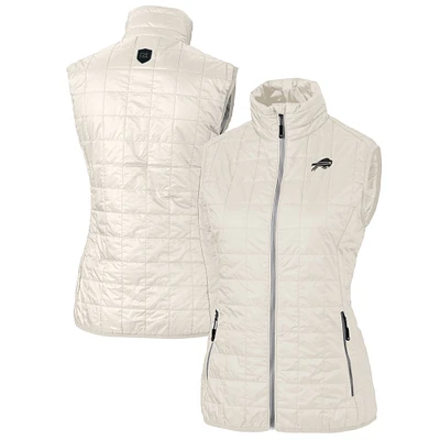 Women's Cutter & Buck Cream Buffalo Bills Rainier PrimaLoft Eco Insulated Full-Zip Puffer Vest