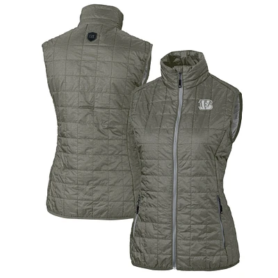 Women's Cutter & Buck Heather Gray Cincinnati Bengals Rainier PrimaLoft Eco Insulated Full-Zip Puffer Vest