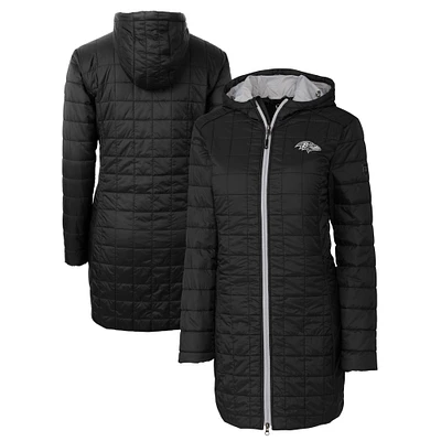 Women's Cutter & Buck Black Baltimore Ravens Rainier PrimaLoft® Eco Insulated Full-Zip Hoodie Long Coat