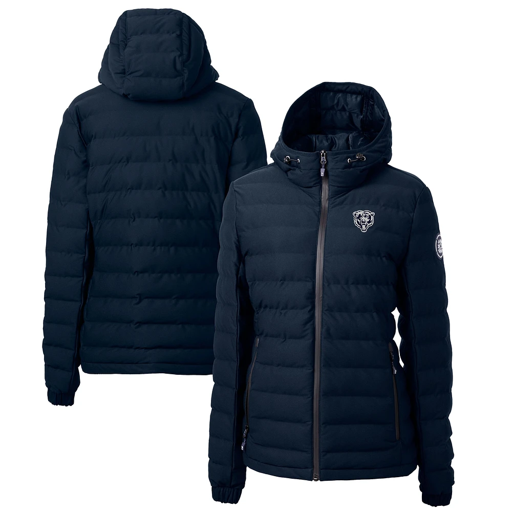 Women's Cutter & Buck Navy Chicago Bears Mission Ridge Repreve® Eco Insulated Full-Zip Hoodie Puffer Jacket