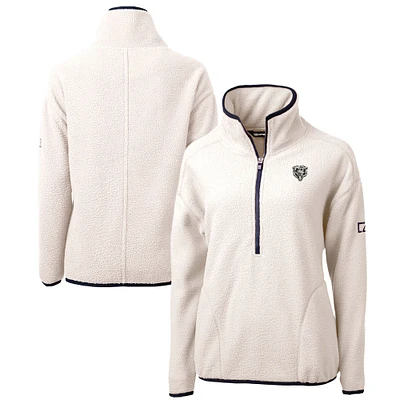 Women's Cutter & Buck Oatmeal Chicago Bears Cascade Eco Sherpa Fleece Half-Zip Jacket