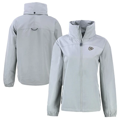 Women's Cutter & Buck Gray Kansas City Chiefs Charter Eco Recycled Full-Zip Hoodie Jacket