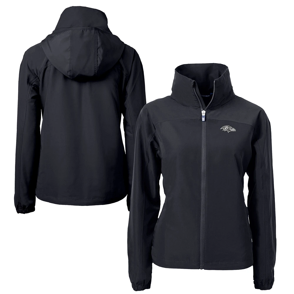 Women's Cutter & Buck Black Baltimore Ravens Charter Eco Recycled Full-Zip Hoodie Jacket