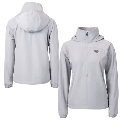 Women's Cutter & Buck Gray Kansas City Chiefs Charter Eco Recycled Half-Zip Hoodie Anorak Jacket